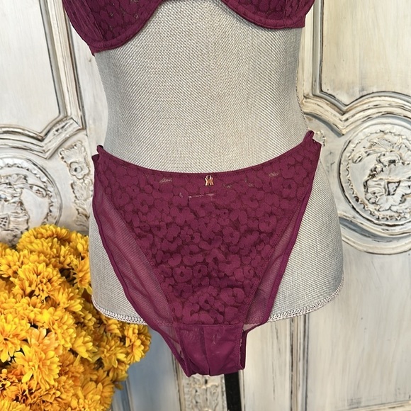 SAVAGE X Fenty by Rihanna NWOT Deep Wine Color Lace Two Piece Set Bra and Panty - Picture 4 of 7